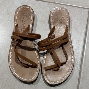 Italian Leather Tan Women's Strappy Sandals
